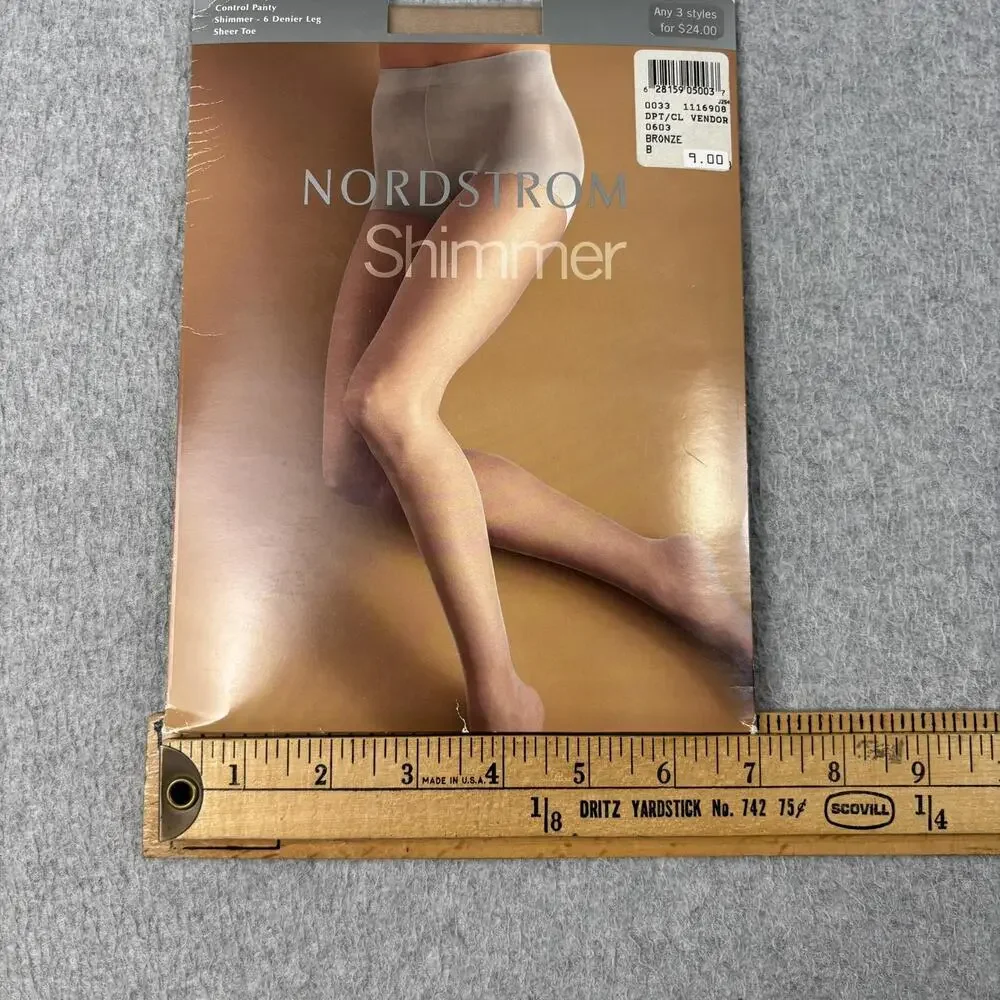 Nordstrom Shimmer Pantyhose Lace Thigh Hi Womens B Tan White Sheer Supportive